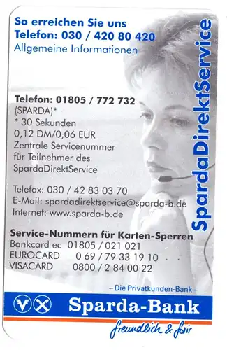 Kalender Scheckkartenformat, 2002, Werbung: Sparda-Bank Berlin e.G.
