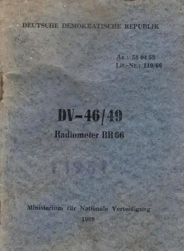 Ministerium für Nationale Verteidigung der DDR, DV-46/49, Radiometer RR66, 1967