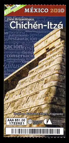 Eintrittskarte, Zona Arqueologica Chichén-Itzá, Mexiko, 2010/11
