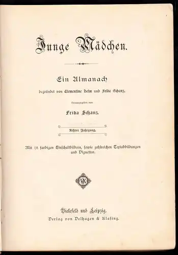 Frida Schanz [Hrsg.], Junge Mädchen, Ein Almanch, Achter Jahrgang, um 1903