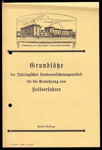 Grundsätze der Thüringischen LVA für die Gewährung von Heilverfahren, 1925