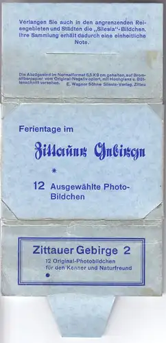 Mäppchen mit 12 kleinen Fotos, Ferientage im Zittauer Gebirge, um 1938