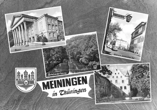 AK, Meiningen, vier Abb., gestaltet, 1965