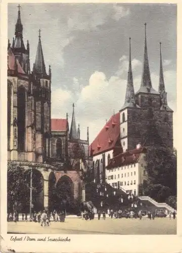 AK, Erfurt, Dom und Severikirche, um 1950