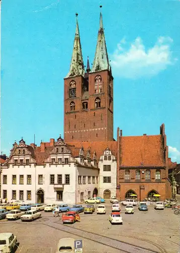 AK, Stendal, Marktplatz und Marienkirche, 1982