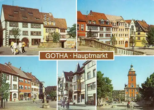 AK, Gotha, Hauptmarkt, fünf Abb., 1990