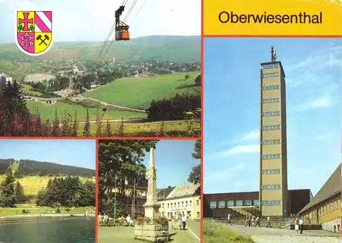 AK, Kurort Oberwiesenthal Erzgeb., vier Abb., Wappen, um 1990