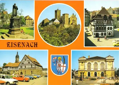 AK, Eisenach, fünf Abb. gestaltet, Wappen, 1990