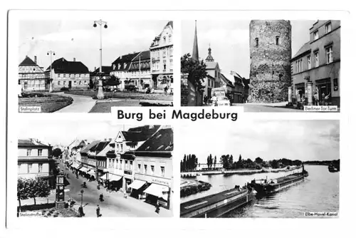 AK, Burg bei Magdeburg, vier Abb., 1961