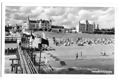 AK, Ostseebad Zinnowitz auf Usedom, Teilansicht von der Seebrücke, 1956