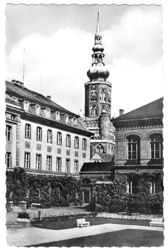 AK, Greifswald, Universität mit Nikolaikirche, 1958