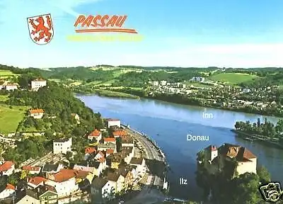 AK, Passau, Luftbildteilansicht, ca. 1985