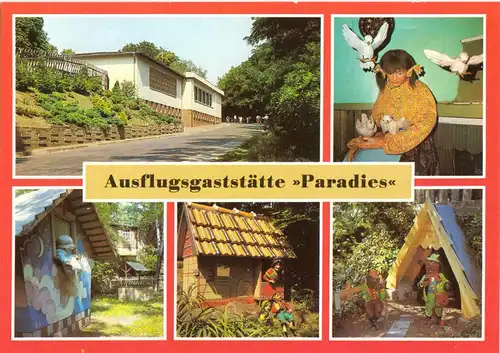 AK, Bernburg Saale, Ausflugsgaststätte "Paradies", fünf Abb., 1984