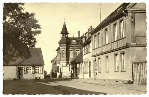 AK, Jerichow Kr. Genthin, Marktstr. und Post, 1959