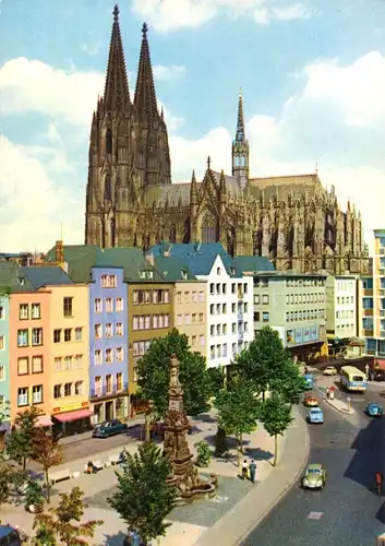 AK, Köln, Alter Markt und Dom, um 1970