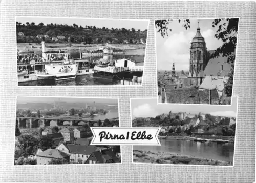 AK, Pirna Elbe, vier Abb., gestaltet, 1966