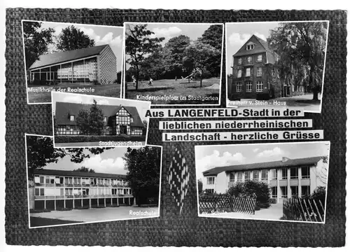 AK, Langenfeld am Rhein, sechs Abb., gestaltet, 1965