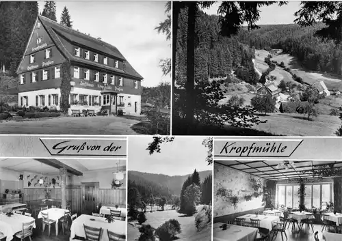 AK, Seewald Schwarzwald Kr. Freudenstadt, Gasthof Kropfmühle, fünf Abb., um 1970
