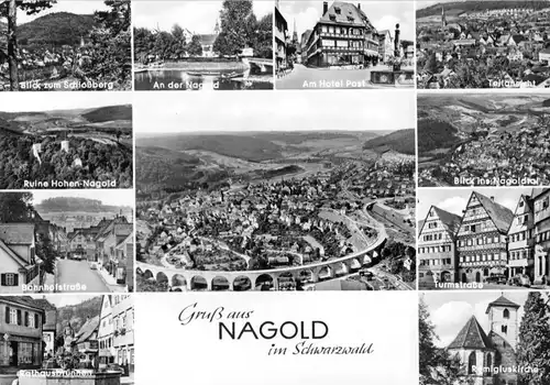 AK, Nagold Schwarzwald, elf Abb., um 1970