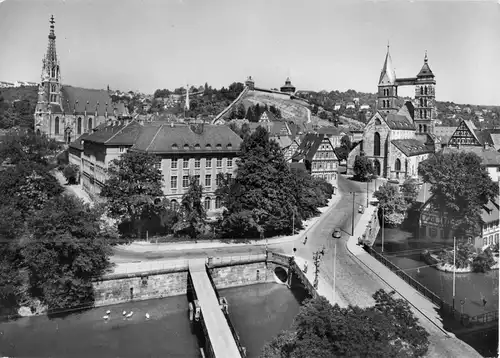 AK, Esslingen am Neckar, Stadt- und Frauenkirche mit Burg, um 1968