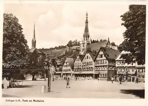 AK, Esslingen am Neckar, Partie am Markt, 1955