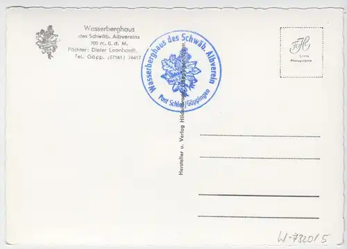 AK, Göppingen, Wasserberghaus des Schwäb. Albvereins, um 1963, Nebenstempel