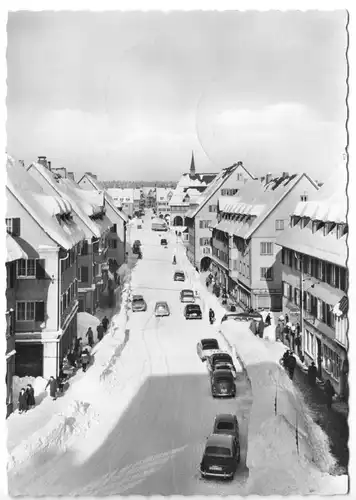 AK, Freudenstadt Schwarzwald, winterliche Straßenpartie, um 1965
