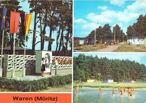 AK, Waren Müritz, Zentrales Pionierlager "La Pasionara, drei Abb., 1979