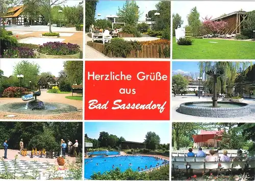 AK, Bad Sassendorf, acht Abb., u.a. Freiluft - Schach, um 1991