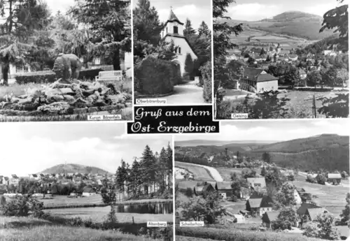 AK, Gruß aus dem Osterzgebirge, fünf Abb., Bärenfels, Oberbärenburg, ... 1980
