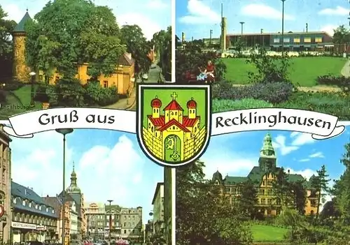 AK, Recklinghausen, 4 Abb., Teilansichten, ca. 1968