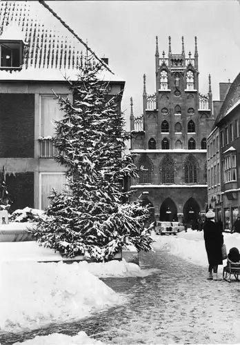 AK, Münster Westf., Michaelisplatz mit Rathaus, Winteransicht, 1964