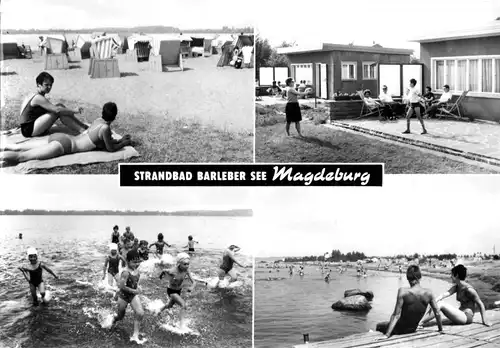 AK, Magdeburg, Strandbad Barleber See, vier Abb., 1975