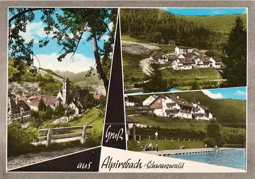 AK, Alpirsbach Schwarzwald, drei Abb., gestaltet, 1973
