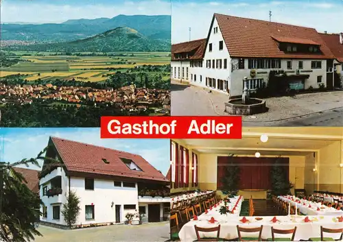 AK, Bissingen Teck, Gasthof Adler, vier Abb., um 1980