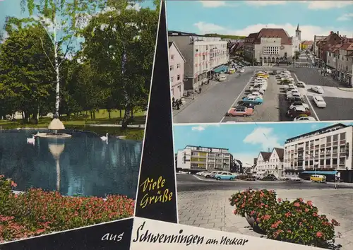 AK, Schwenningen am Neckar, drei Abb., gestaltet, 1968