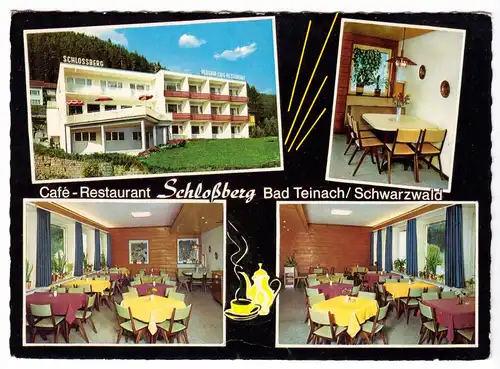 AK, Bad Teinach Schwarzwald, Pension Schloßberg, vier Abb., gestaltet, 1971