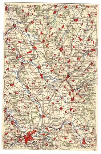 AK mit Landkarte, Areal nordöstlich von Bayreuth, um 1923 