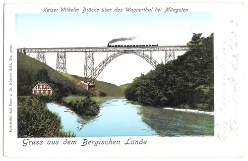 AK, Müngsten, Kaiser-Wilhelm-Brücke, um 1904
