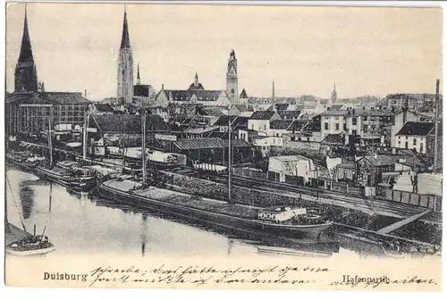 AK, Duisburg, Hafenpartie, Binnenschiffe, 1906
