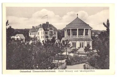 AK, Timmendorferstrand (Ostsee), Hotel Démory und Musikpavillion, um 1925