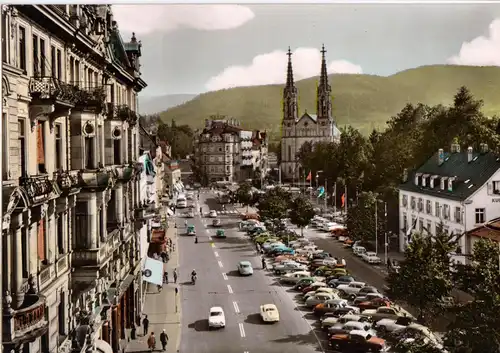 AK, Baden-Baden, Augustaplatz, belebt, um 1965