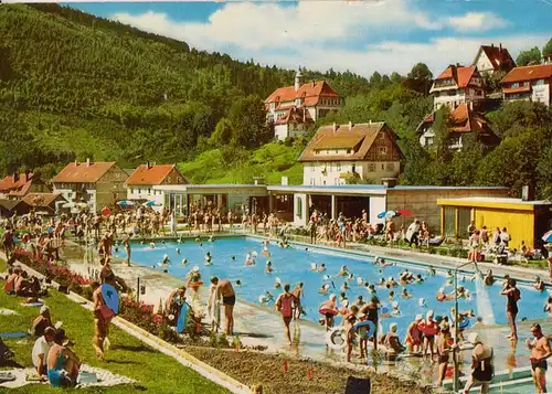 AK, Höfen Enz, Schwarzwald, Freibad, belebt, 1973