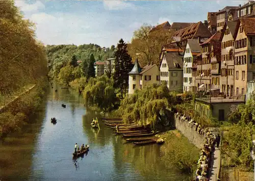 AK, Tübingen, Am Neckar mit Hölderlinturm, um 1963
