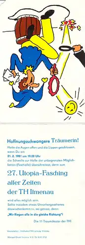 Eintrittskarte, Ilmenau, Studentenfasching, TH Ilmenau, 21.2.1981