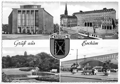 AK, Bochum, vier Abb. und Wappen, um 1963