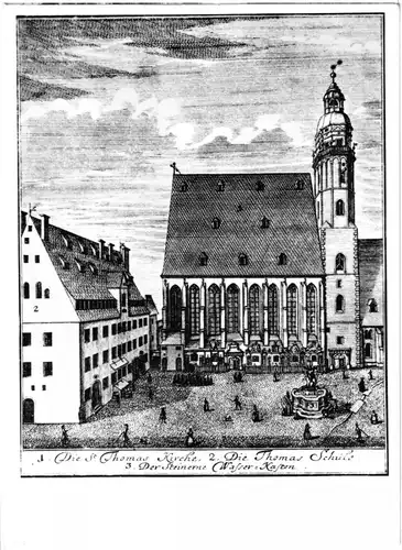 AK, Leipzig, Thomaskirche und Thomasschule nach einem Stich von 1723, 1975