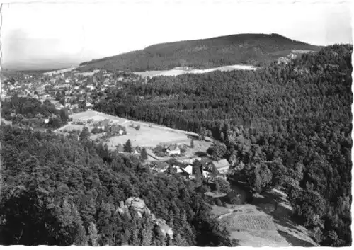 AK, Kurort Jonsdorf, Ansicht vom Nonnenfelsen mit Jonsberg, 1961