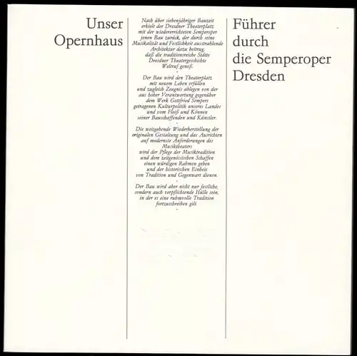 Unser Opernhaus - Führer durch die Semperoper Dresden, 1984