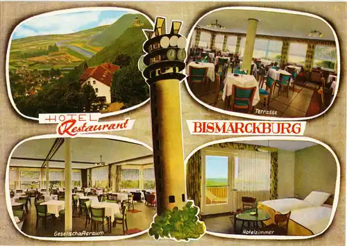 AK, Porta Westfalica - Hausberge, Hotel-Restaurant "Bismarckburg", 4 Abb., 1988